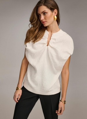 Donna Karan Textured Sweaters and Tops Fehér | Hungary_DK77610