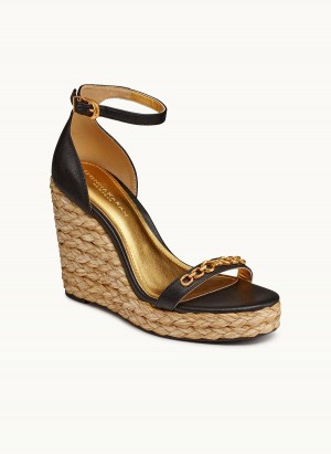 Donna Karan Yulissa Ankle Pántos Espadrille Magassarkú Fekete | Hungary_DK14601