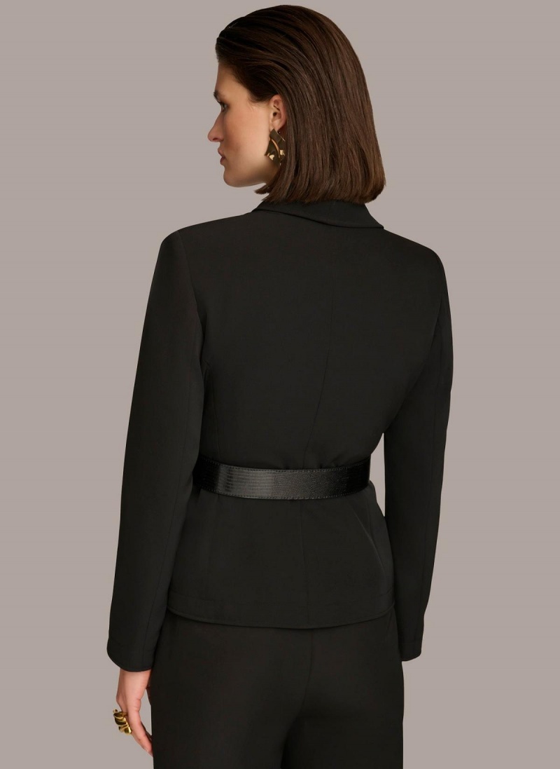 Donna Karan Belted Blazer Kabát Fekete | Hungary_DK78071