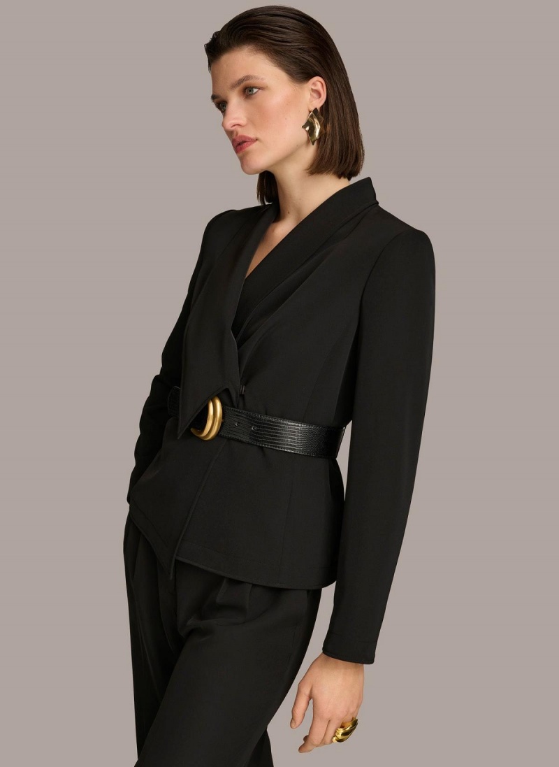 Donna Karan Belted Blazer Kabát Fekete | Hungary_DK78071