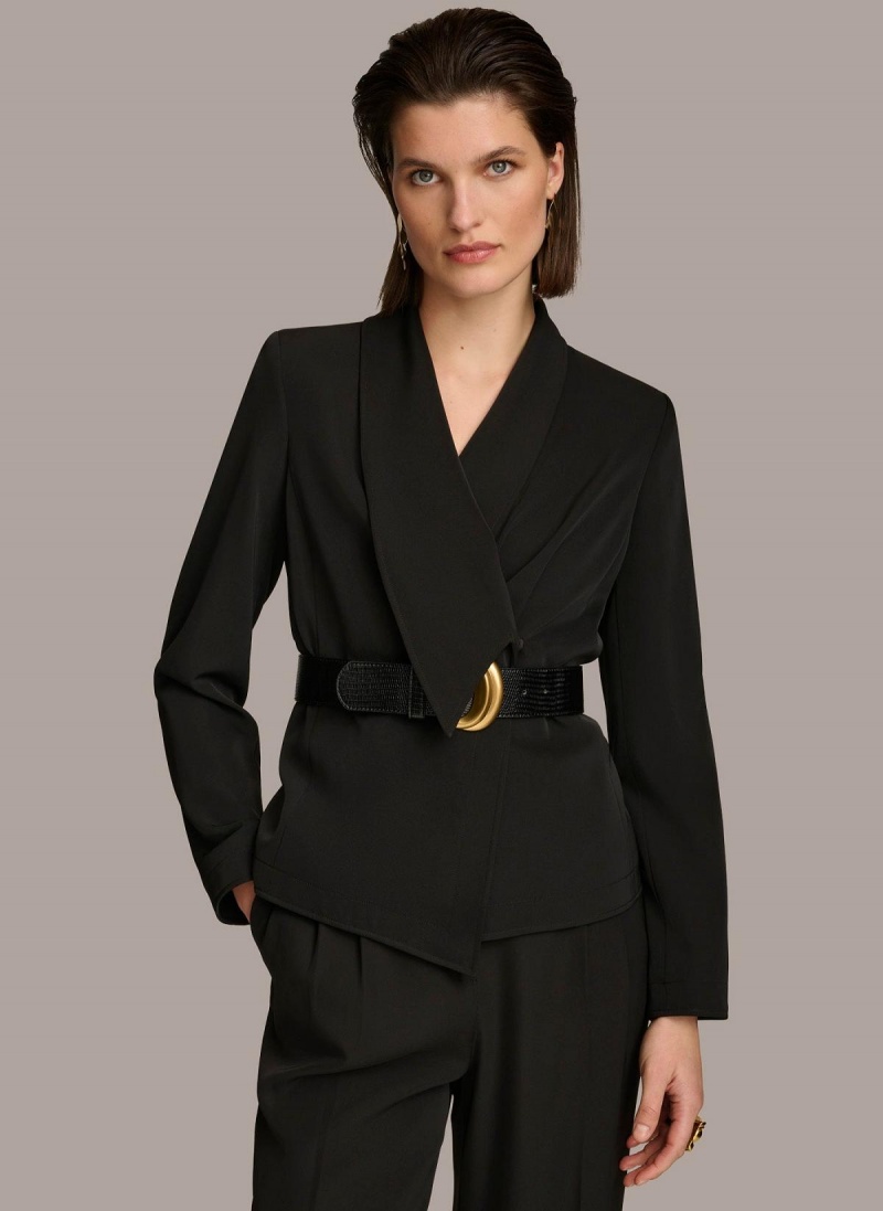 Donna Karan Belted Blazer Kabát Fekete | Hungary_DK78071