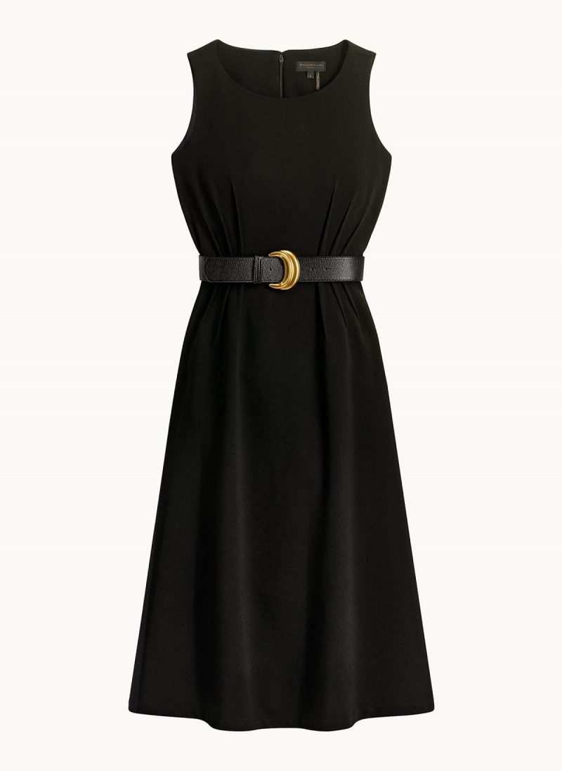 Donna Karan Belted Midi Ruha Fekete | Hungary_DK25490