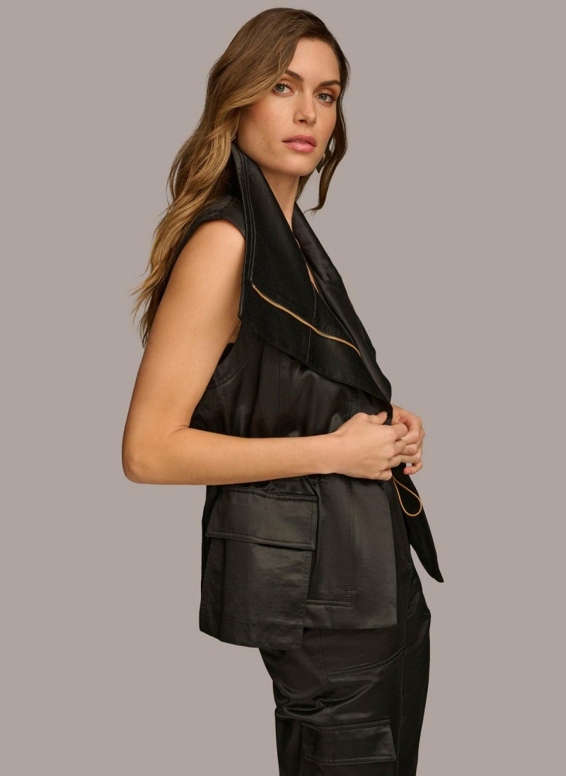 Donna Karan Belted Vest Felsőruházat Fekete | Hungary_DK10585