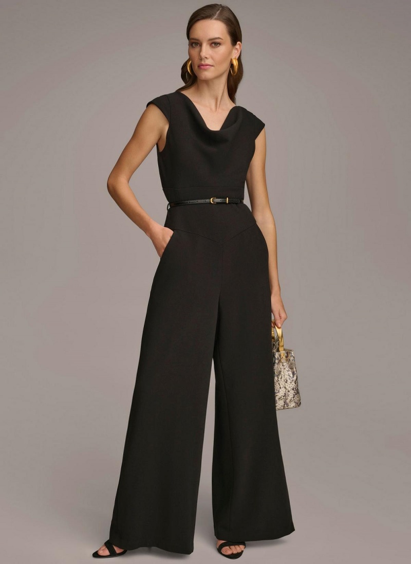 Donna Karan Belted With Pockets Jumpsuit Fekete | Hungary_DK51770