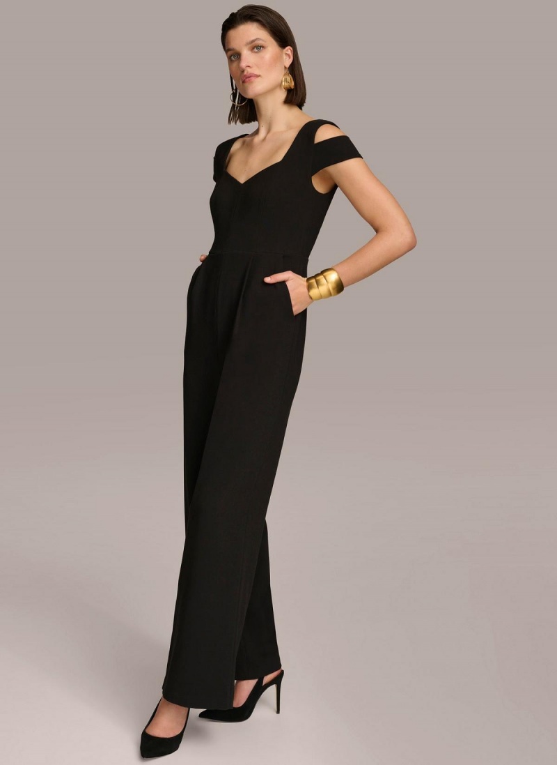 Donna Karan Cold Shoulder  Jumpsuit Fekete | Hungary_DK85132