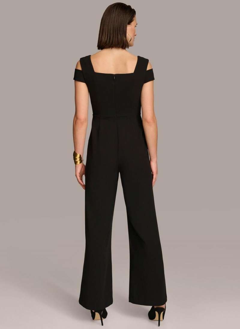 Donna Karan Cold Shoulder  Jumpsuit Fekete | Hungary_DK85132