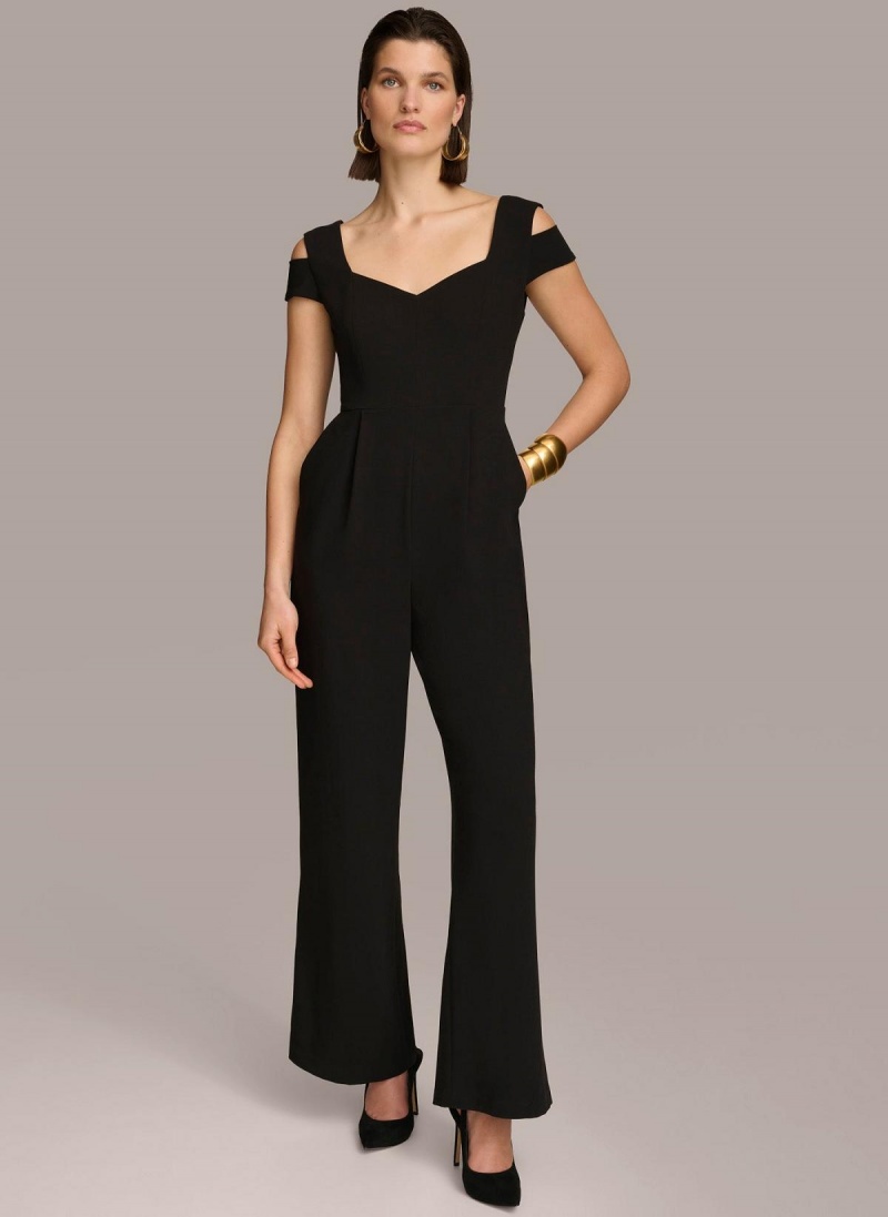 Donna Karan Cold Shoulder  Jumpsuit Fekete | Hungary_DK85132