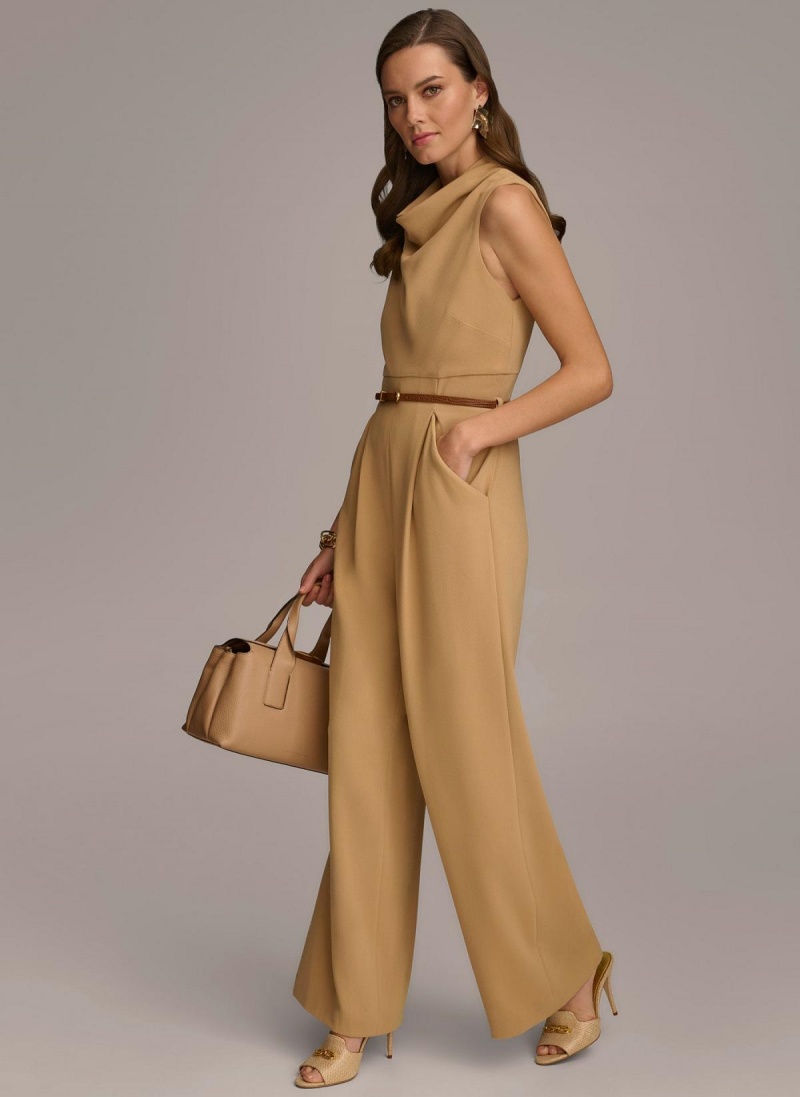 Donna Karan Cowl Neck Belted With Pockets Jumpsuit Arany | Hungary_DK23261