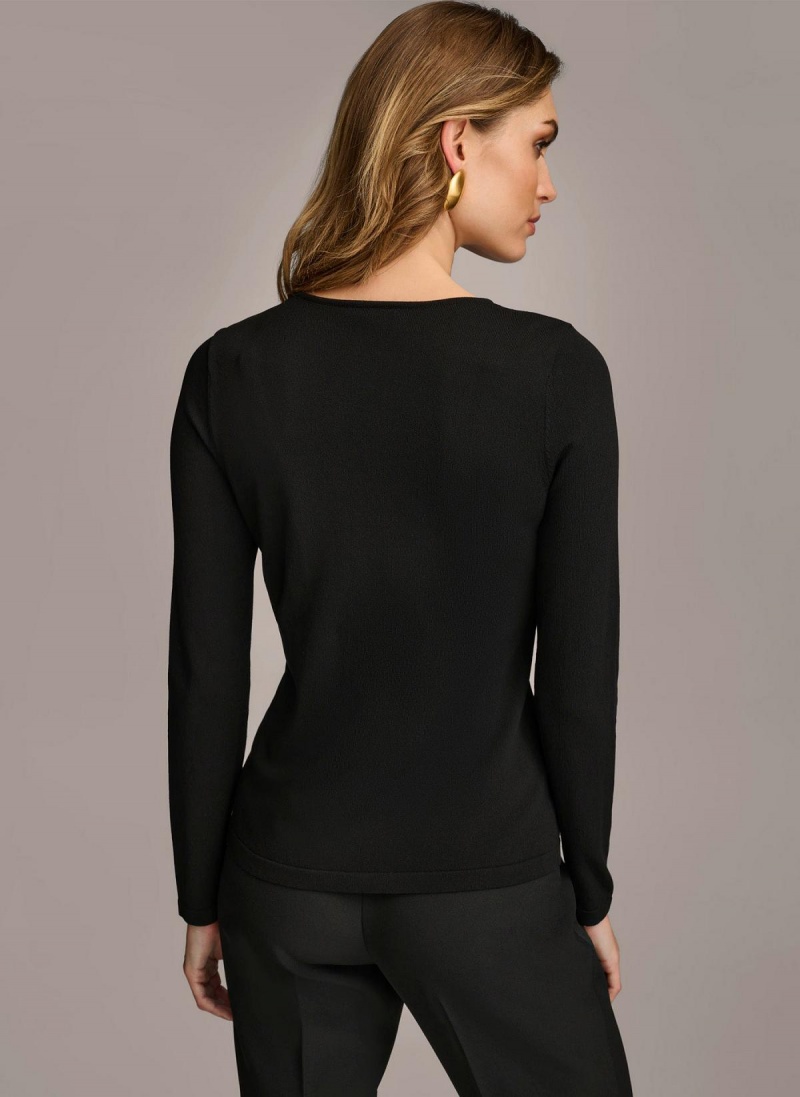 Donna Karan Csatos Hardware Sweaters and Tops Fekete | Hungary_DK40275