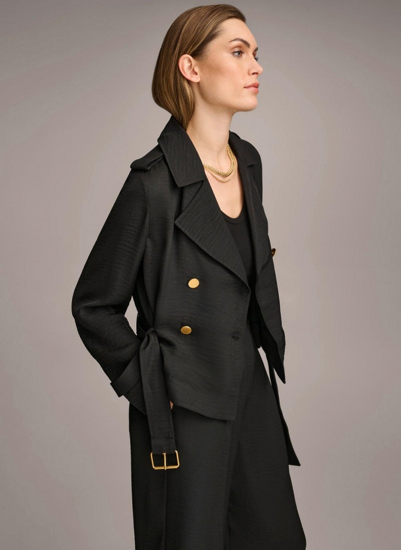 Donna Karan Double Breasted Blazer Kabát Fekete | Hungary_DK95892