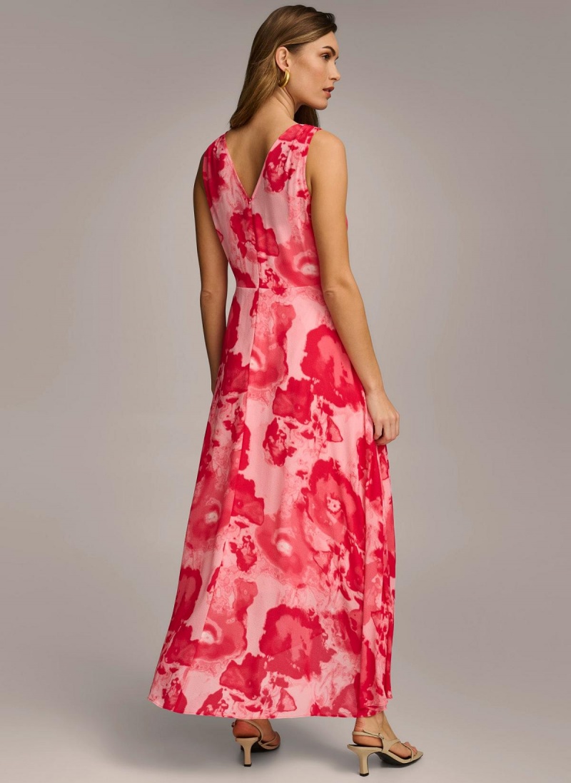 Donna Karan Floral Midi Ruha Rózsaszín | Hungary_DK31442