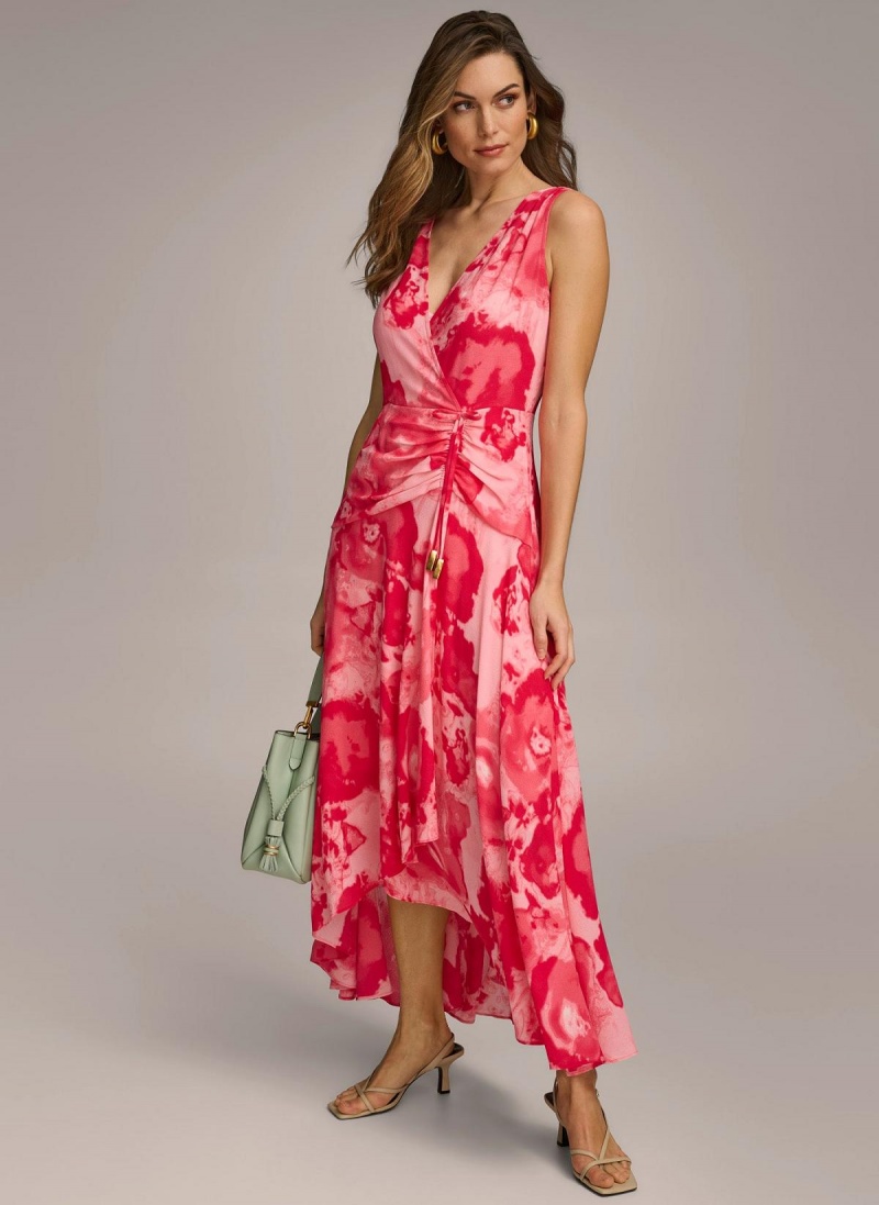 Donna Karan Floral Midi Ruha Rózsaszín | Hungary_DK31442