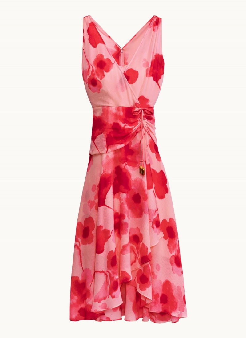 Donna Karan Floral Midi Ruha Rózsaszín | Hungary_DK31442