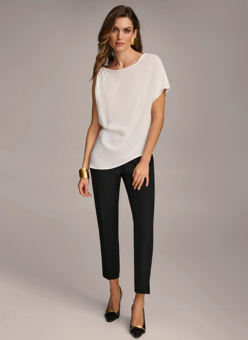 Donna Karan Gathered Hardware Shoulder Sweaters and Tops Krém | Hungary_DK80302