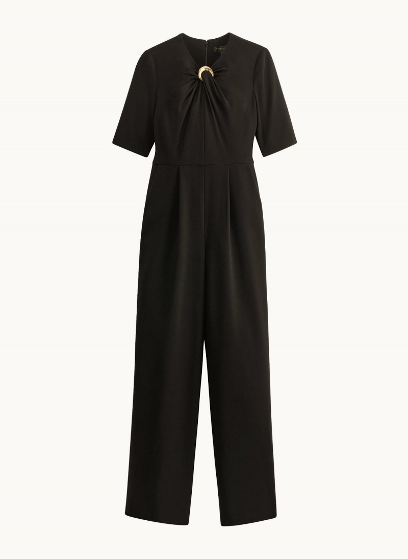 Donna Karan Half Sleeve Twist Neck Jumpsuit Fekete | Hungary_DK11234