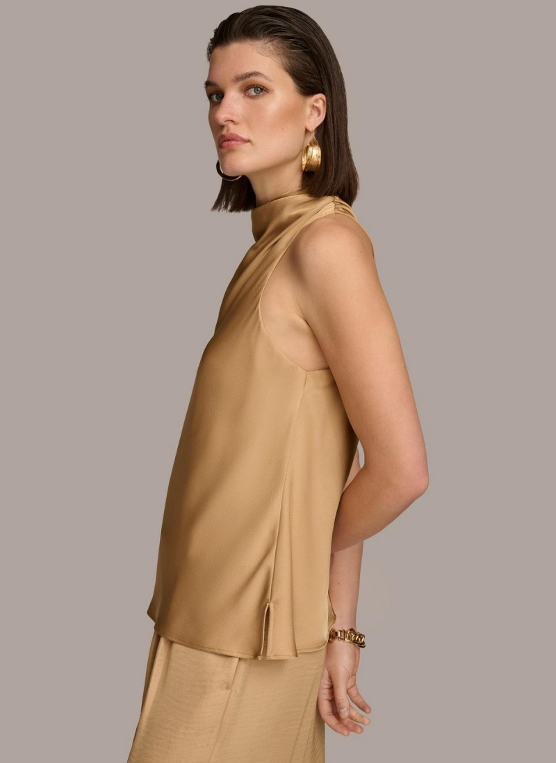 Donna Karan High Drape Neck Sweaters and Tops Arany | Hungary_DK62494