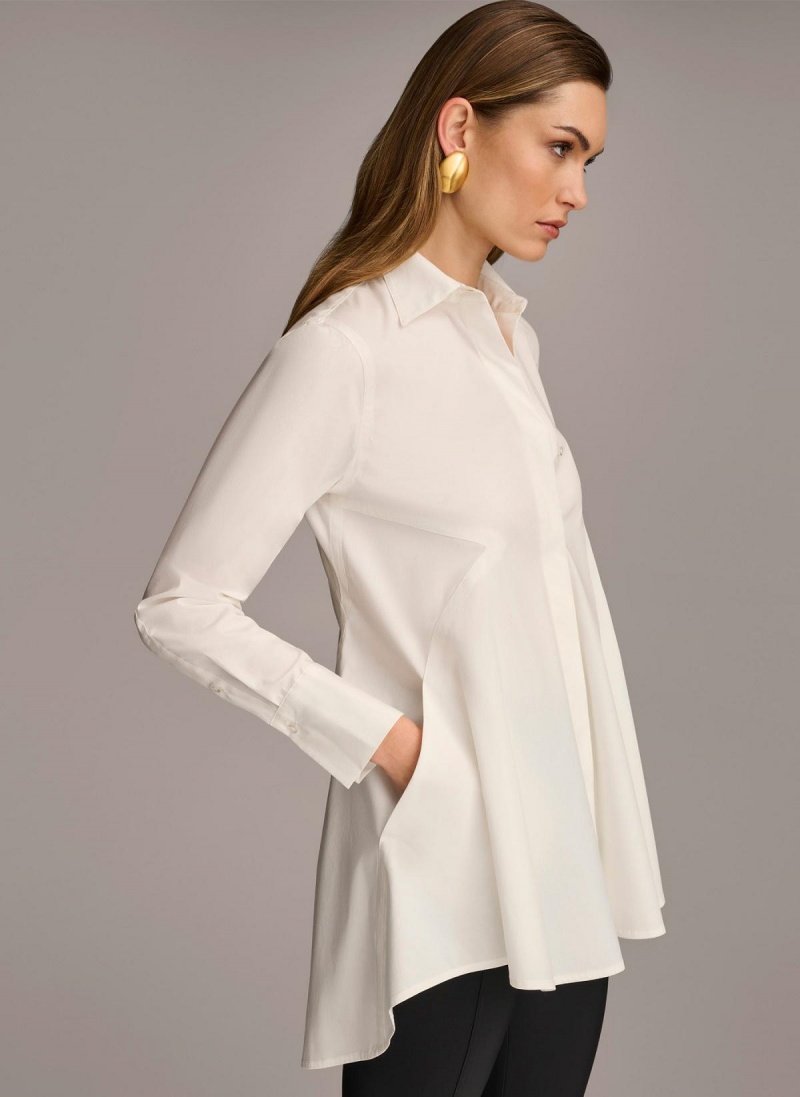 Donna Karan Long Sleeve A-line Tunic Sweaters and Tops Krém | Hungary_DK78648