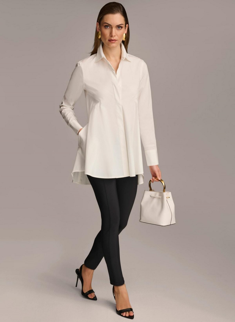 Donna Karan Long Sleeve A-line Tunic Sweaters and Tops Krém | Hungary_DK78648