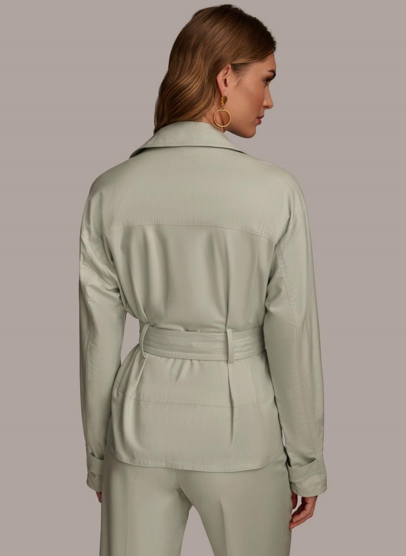 Donna Karan Long Sleeve Belted Utility Kabát Kék | Hungary_DK73669