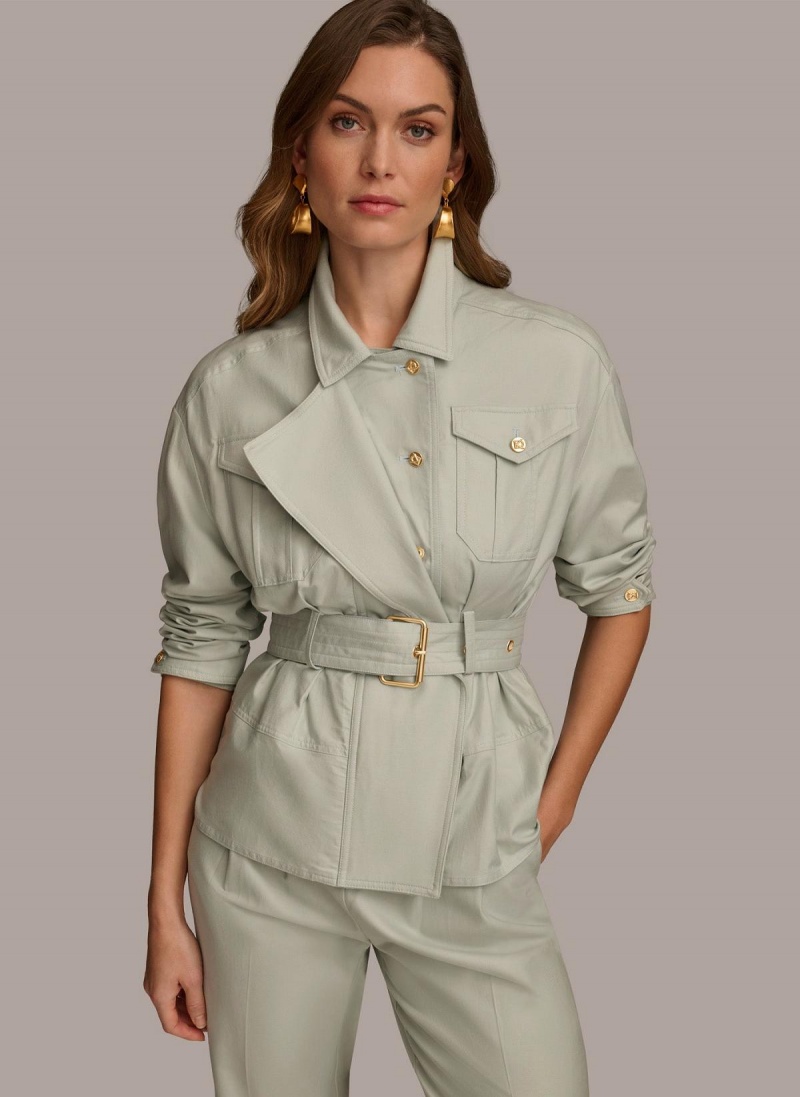 Donna Karan Long Sleeve Belted Utility Kabát Kék | Hungary_DK73669