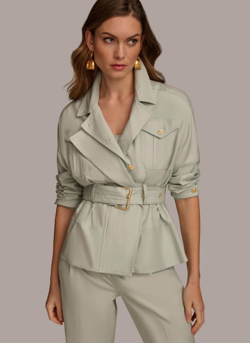 Donna Karan Long Sleeve Belted Utility Kabát Kék | Hungary_DK73669