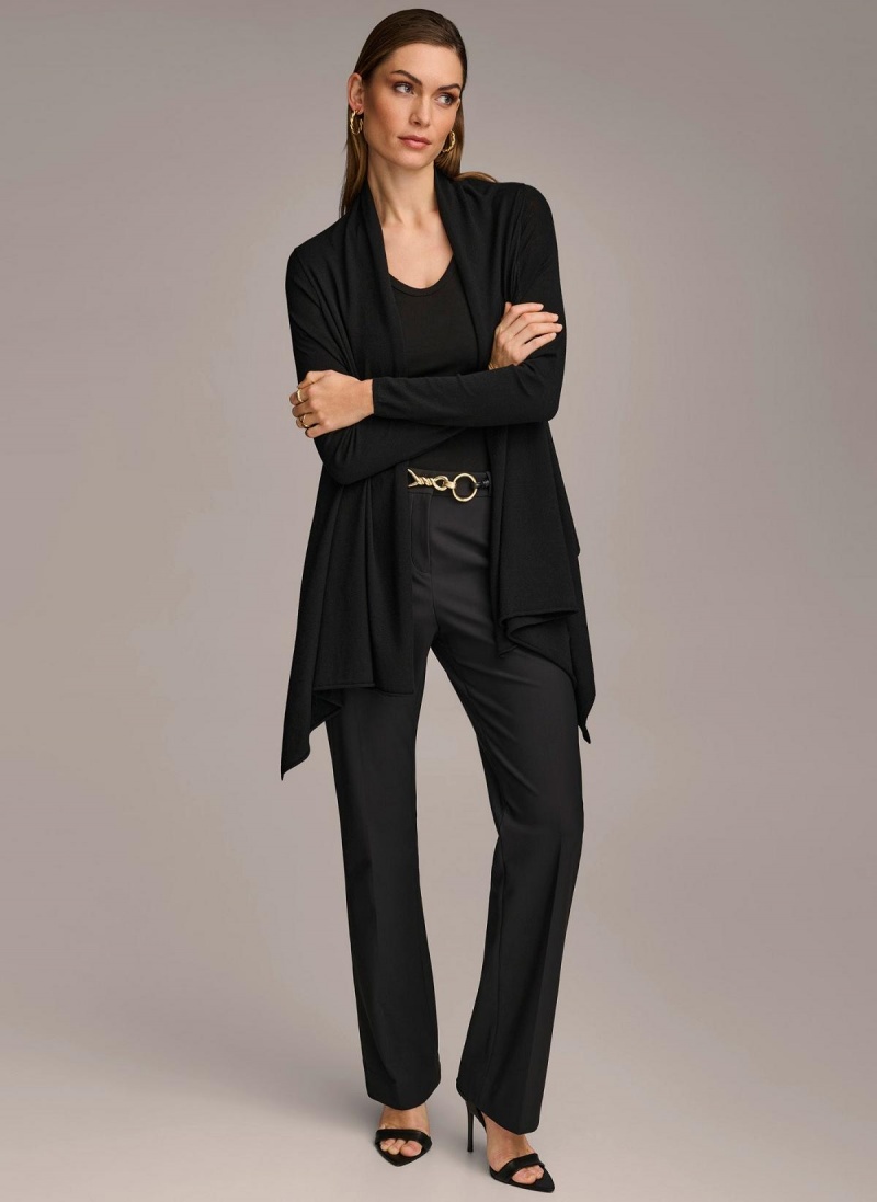 Donna Karan Long Sleeve Drape Cardigan Sweaters and Tops Fekete | Hungary_DK90933