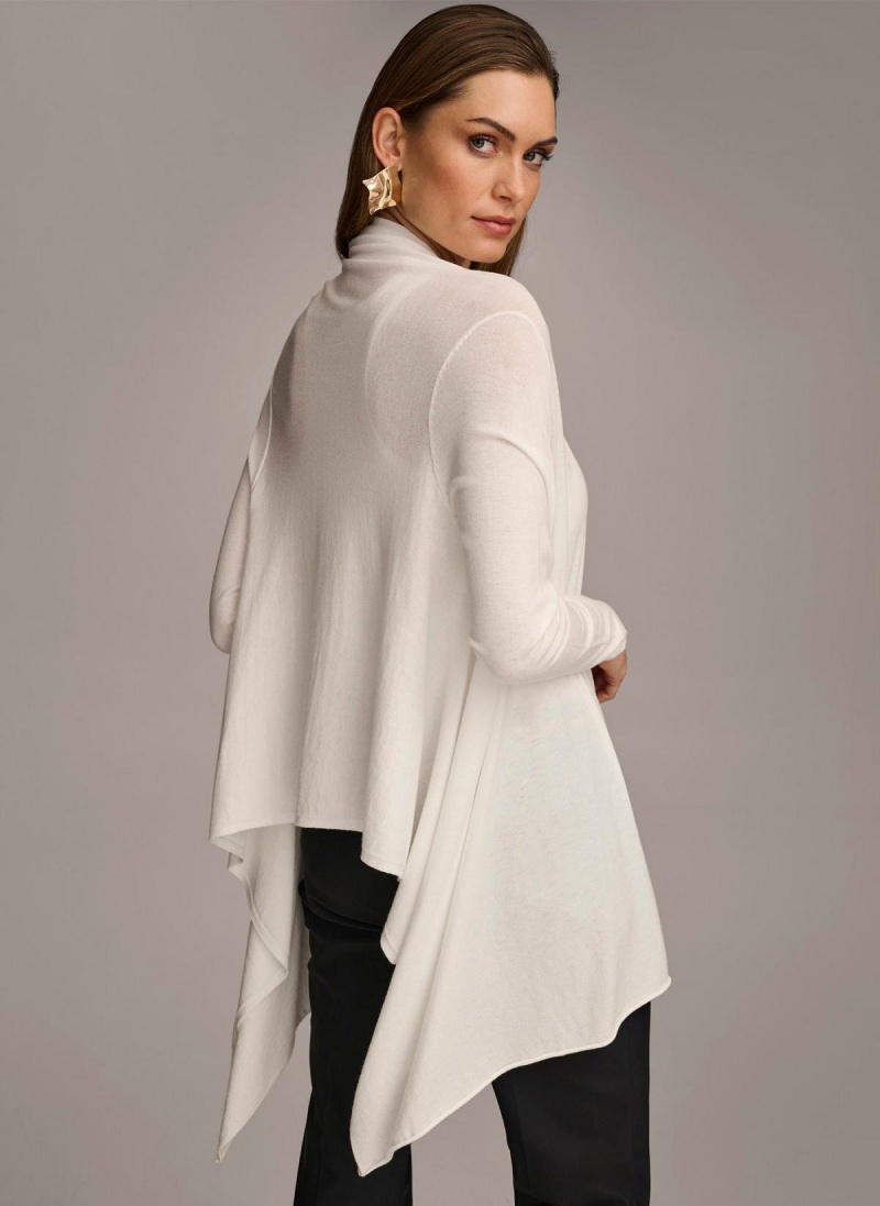 Donna Karan Long Sleeve Drape Cardigan Sweaters and Tops Krém | Hungary_DK58582