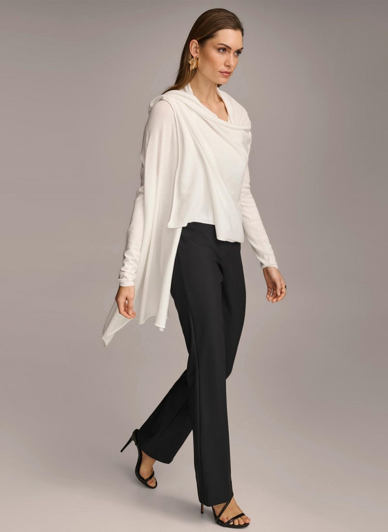 Donna Karan Long Sleeve Drape Cardigan Sweaters and Tops Krém | Hungary_DK58582