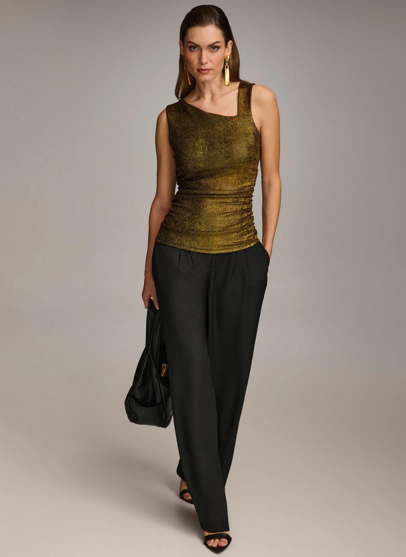 Donna Karan Metallic Tank Sweaters and Tops Fekete | Hungary_DK47588