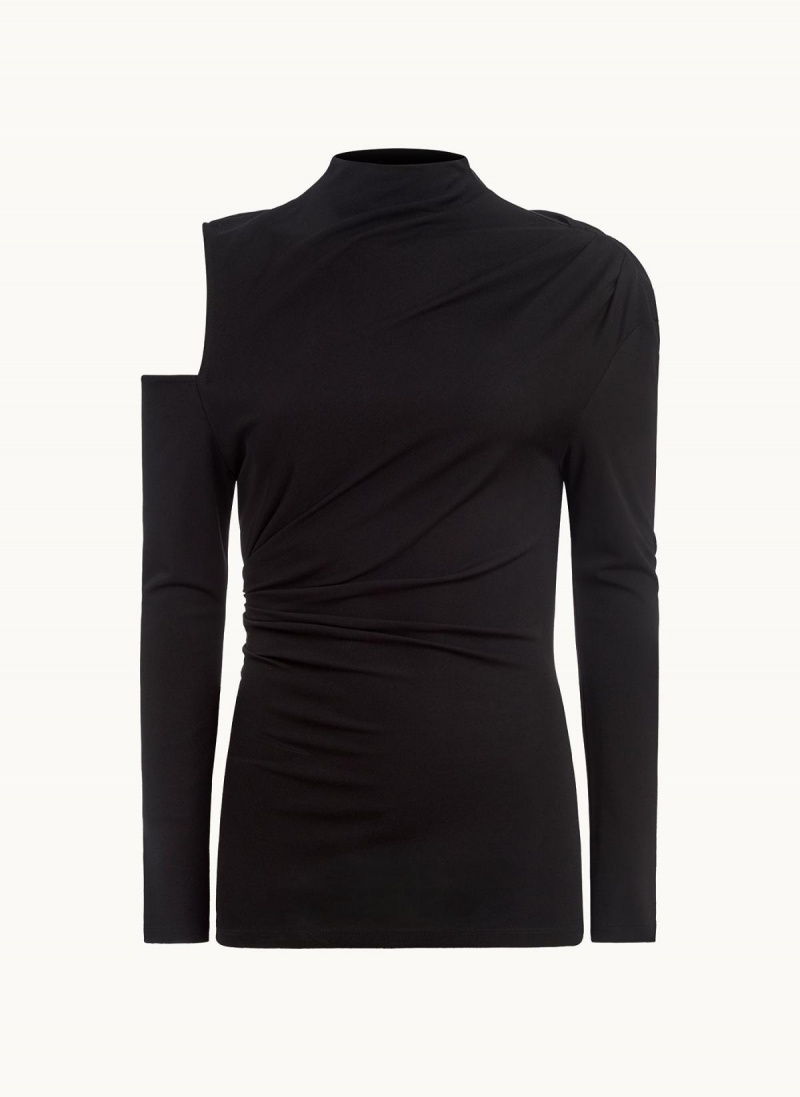 Donna Karan Mock Neck With Cold Shoulder Sweaters and Tops Fekete | Hungary_DK48050