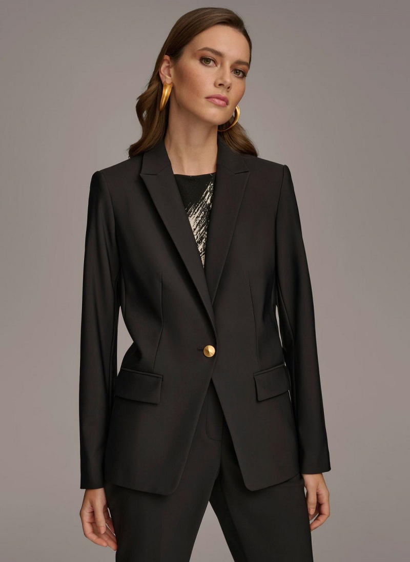 Donna Karan One Button Kabát Fekete | Hungary_DK10901