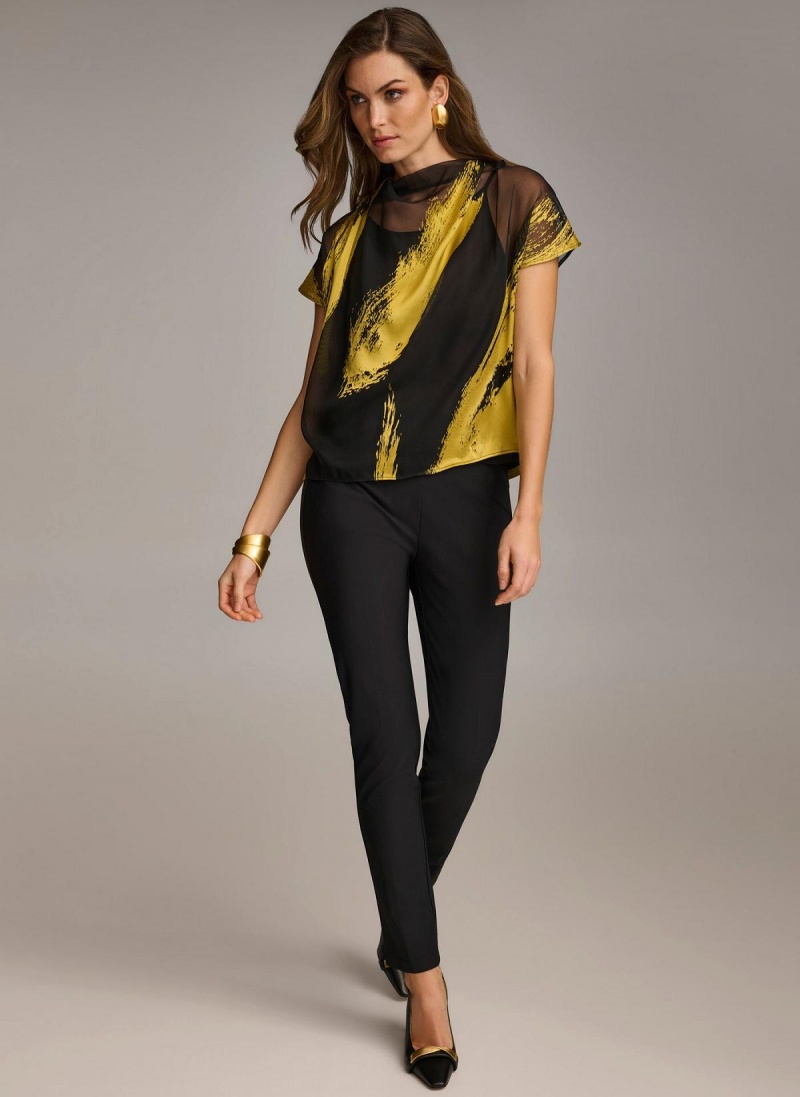 Donna Karan Print Cowl Neck Sweaters and Tops Fekete | Hungary_DK81790