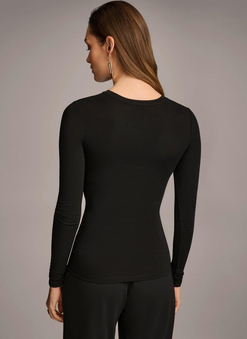 Donna Karan Ruched Detail Sweaters and Tops Fekete | Hungary_DK54884