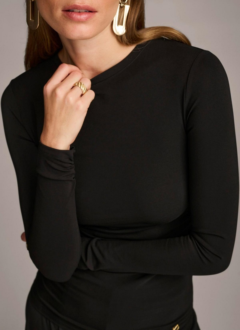 Donna Karan Ruched Detail Sweaters and Tops Fekete | Hungary_DK54884