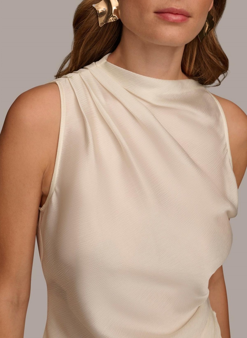 Donna Karan Ruched With Angled Hem Sweaters and Tops Krém | Hungary_DK52600