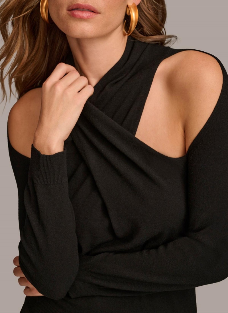 Donna Karan Twist Front Sweaters and Tops Fekete | Hungary_DK37502