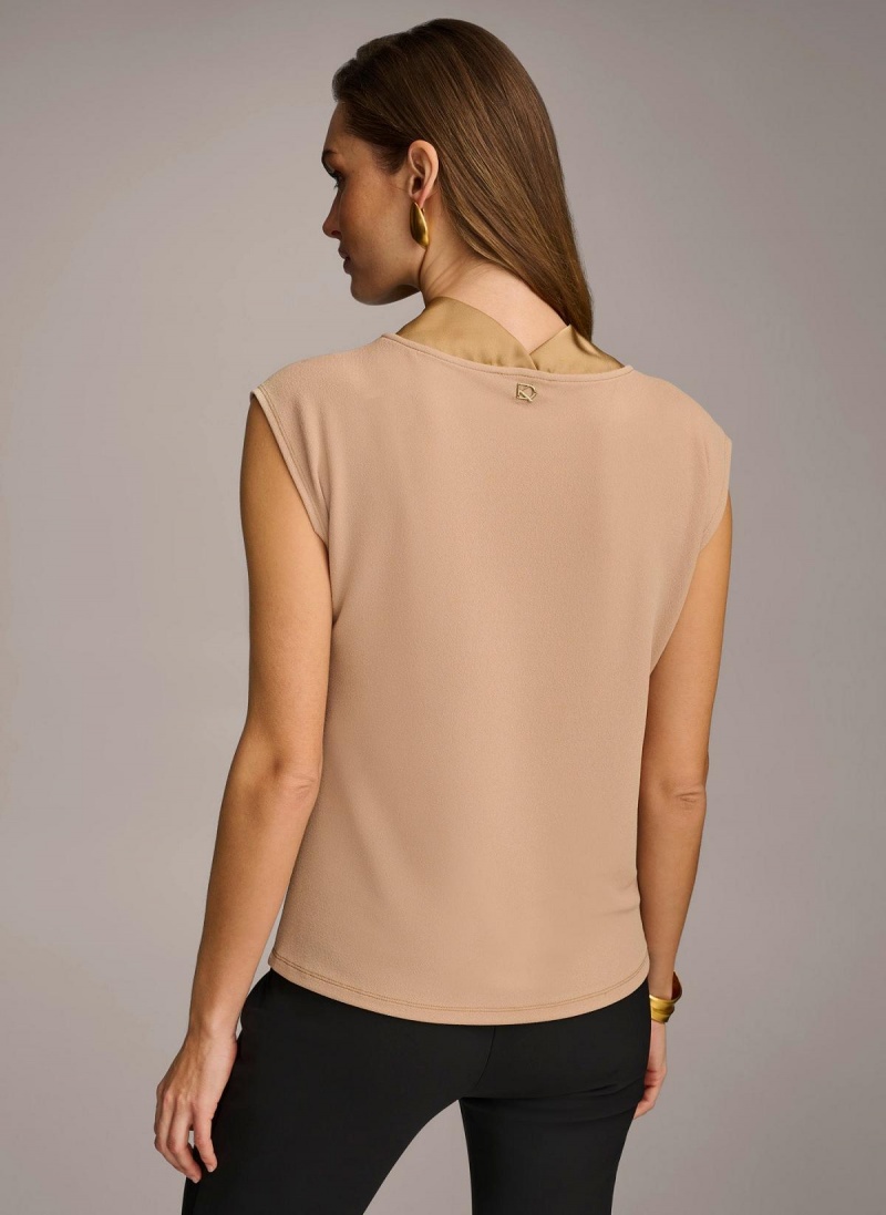 Donna Karan Ujjatlan Cowl Neck Sweaters and Tops Arany | Hungary_DK67193