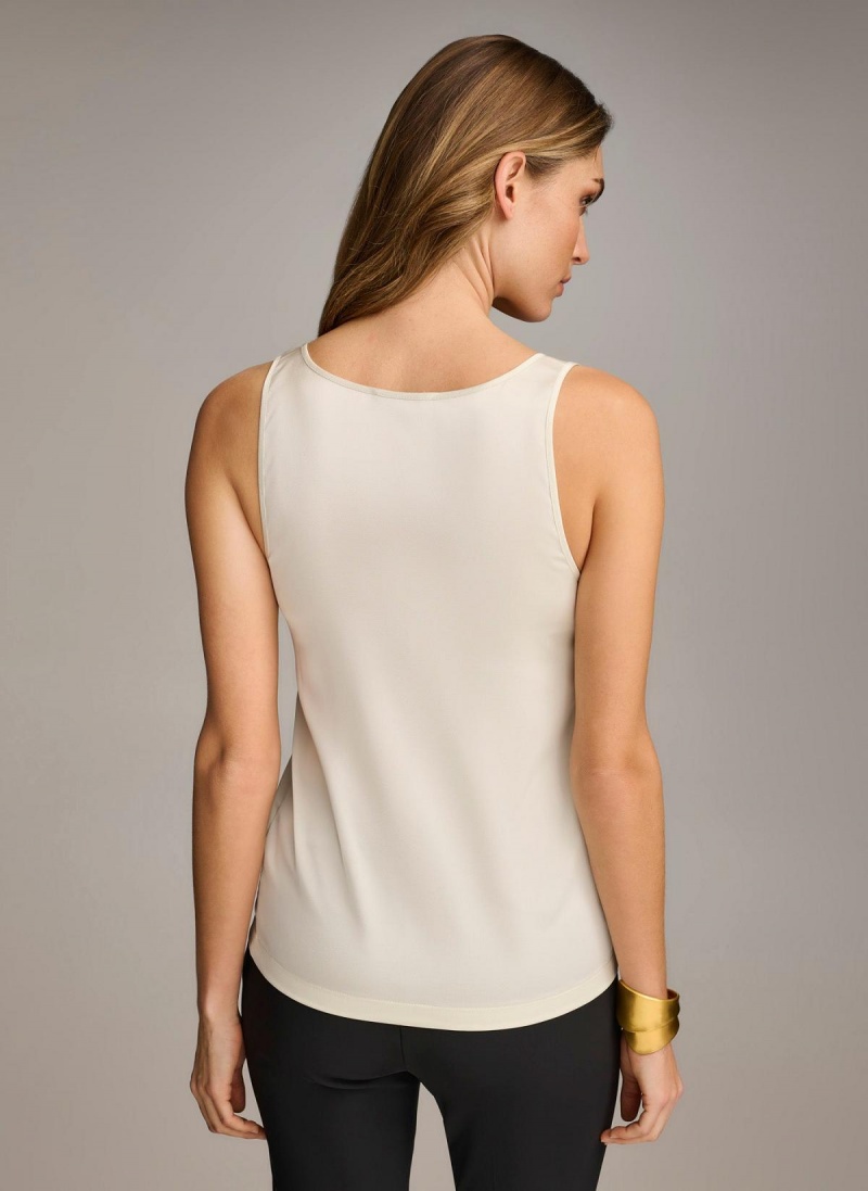 Donna Karan Ujjatlan Shell Sweaters and Tops Krém | Hungary_DK80755