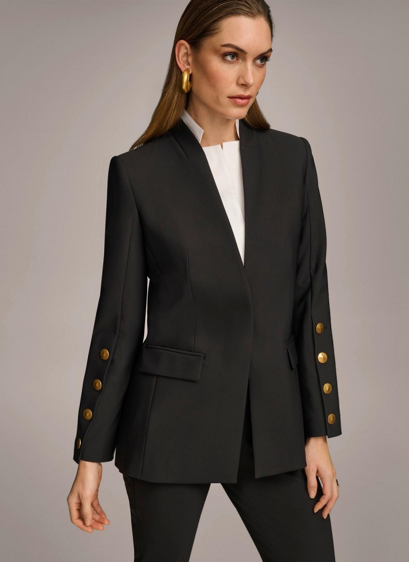 Donna Karan With Button Details On Sleeve Kabát Fekete | Hungary_DK16258