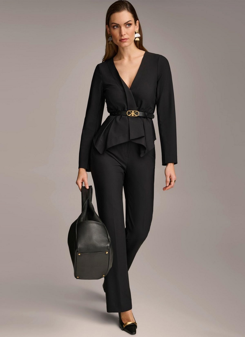 Donna Karan Wrap Jacket With Belt Sweaters and Tops Fekete | Hungary_DK30257