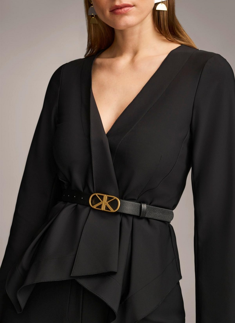 Donna Karan Wrap With Belt Kabát Fekete | Hungary_DK93259