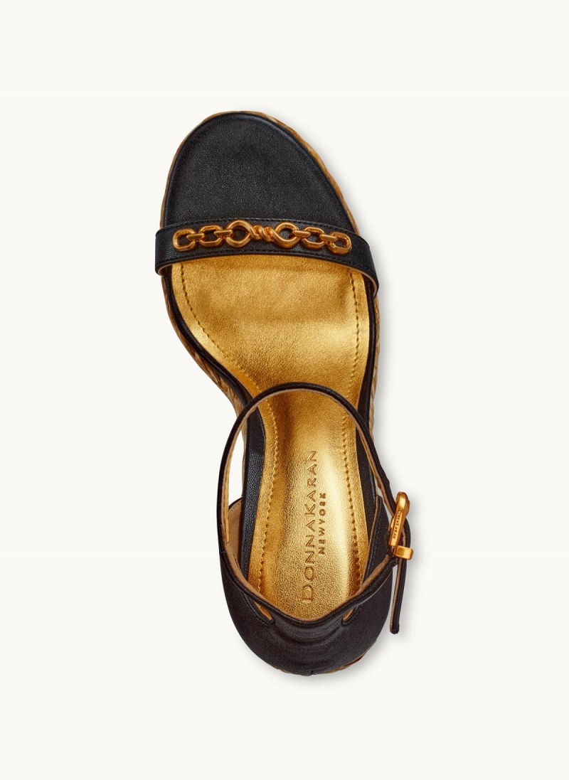 Donna Karan Yulissa Ankle Pántos Espadrille Magassarkú Fekete | Hungary_DK14601